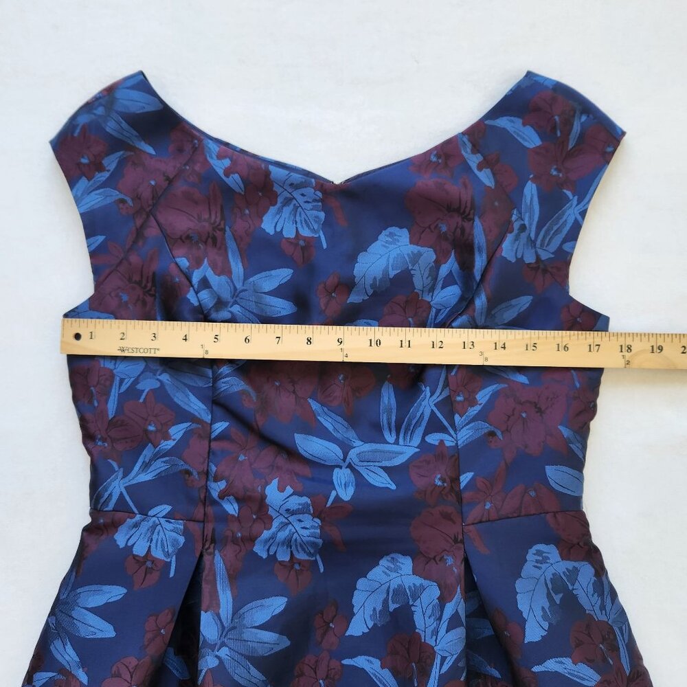 Tommy Hilfiger Jaquard Floral Cocktail Dress Blue Burgundy Sleeveless Party - Picture 7 of 7